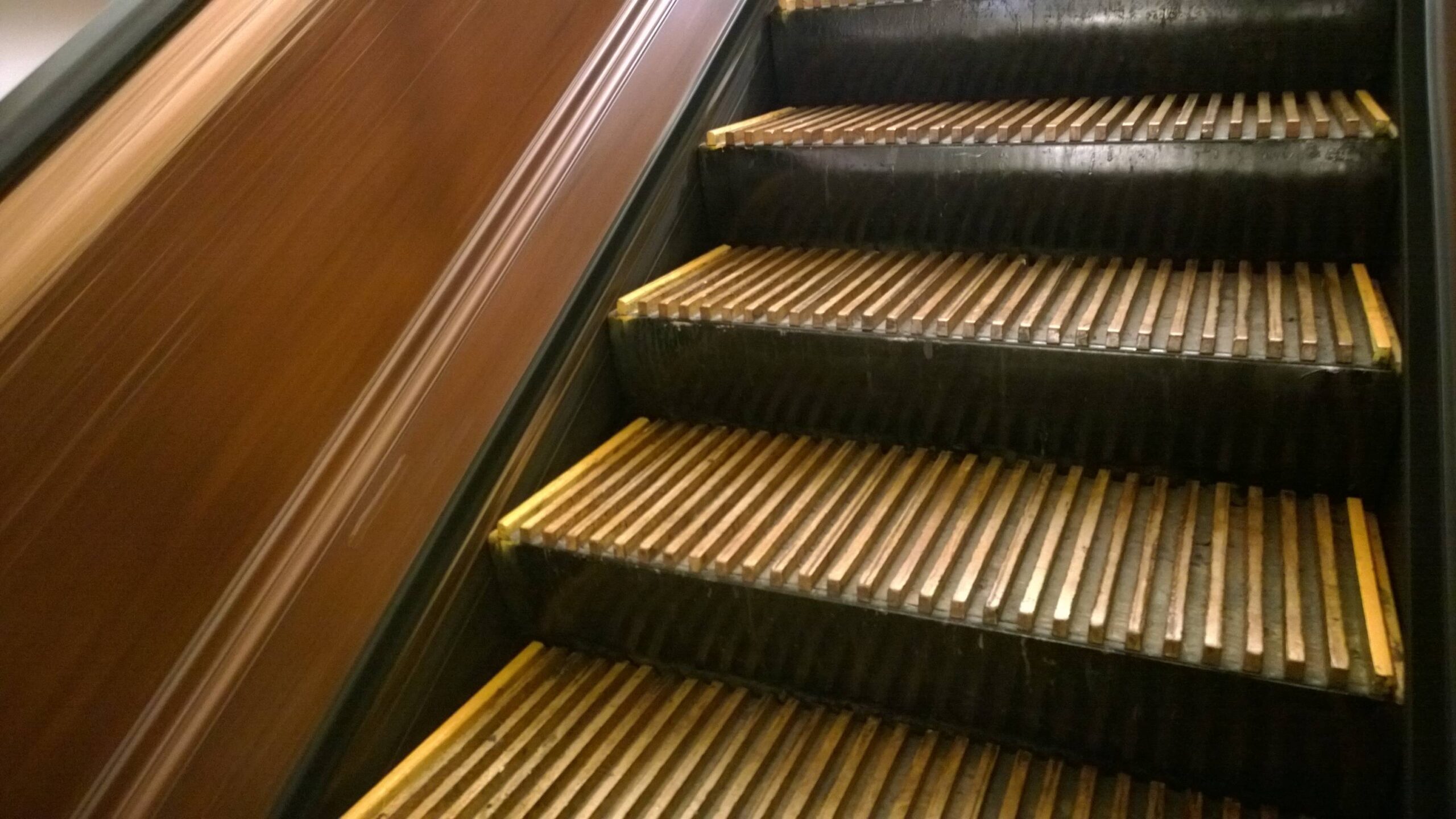 wooden escalator